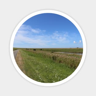 Blue Sky over green North Sea Island Pellworm Magnet